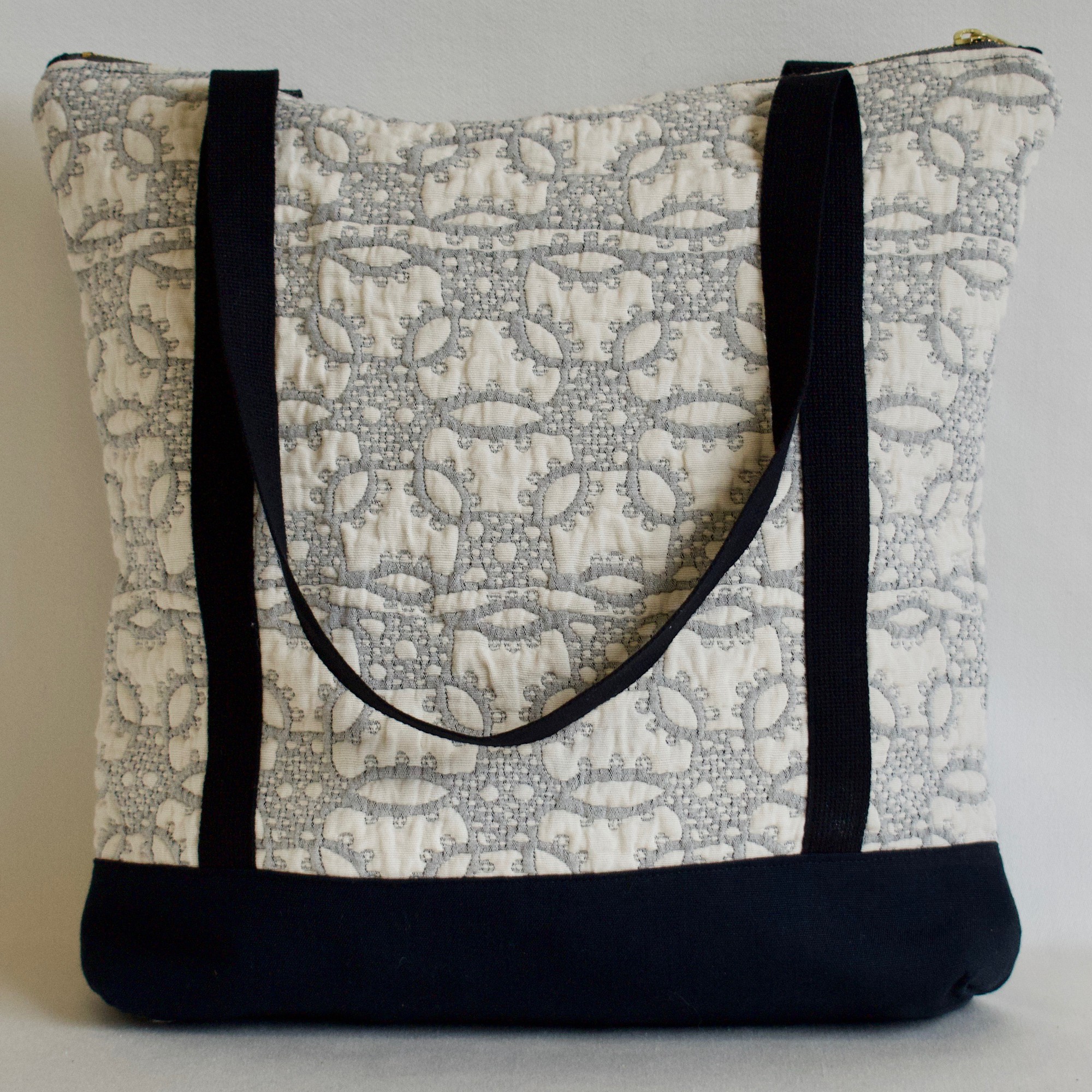 Fabric Tote, Funky Lace, Black - The Oriole Mill